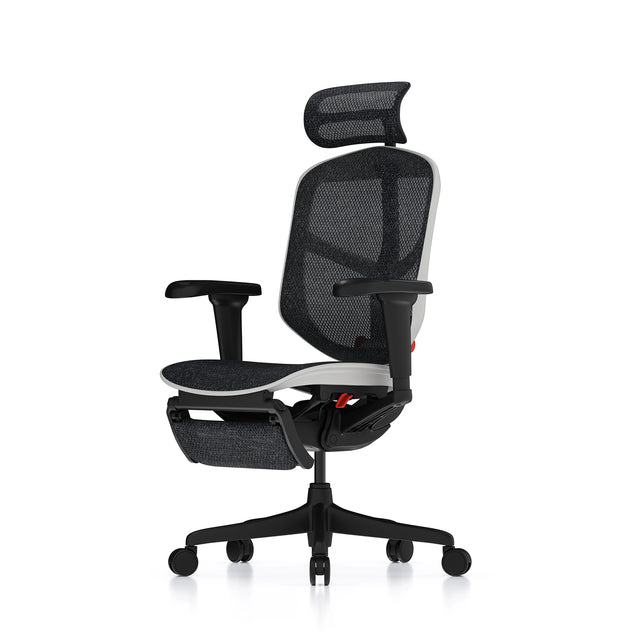 Enjoy Ultra gaming chair with white frame 45º left view