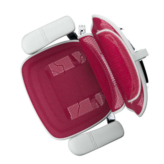 birdseye view of scarlet mesh office chair in grey frame