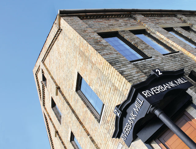 Riverbank Mill building in Newmilns, Scotland. Headquarters of Comfort Seating UK Ltd.