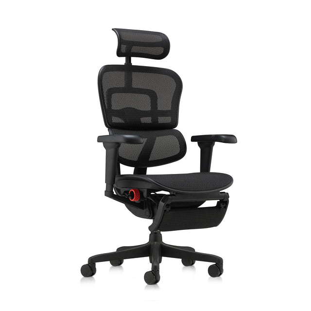 ergohuman ultra gaming chair in black, front right 45-degree angle
