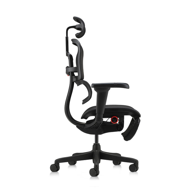 right profile view of the ergohuman ultra gaming chair in black frame