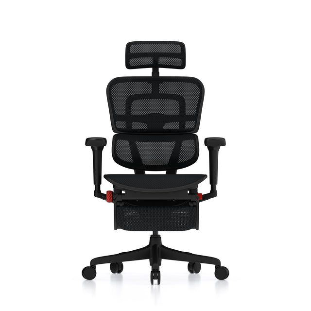 Ergohuman Ultra gaming chair with black frame front view 