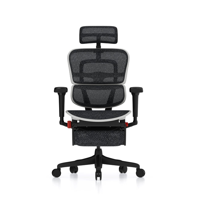 Ergohuman Ultra gaming chair with white frame front view 