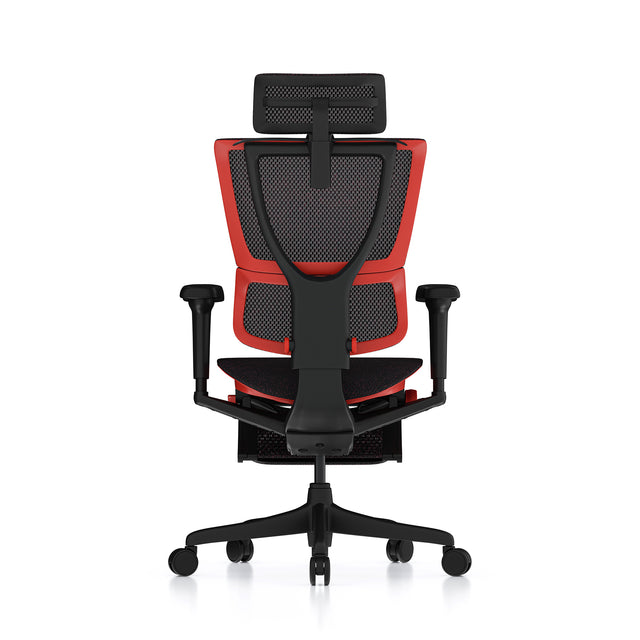 Mirus Ultra gaming chair with red frame rear view