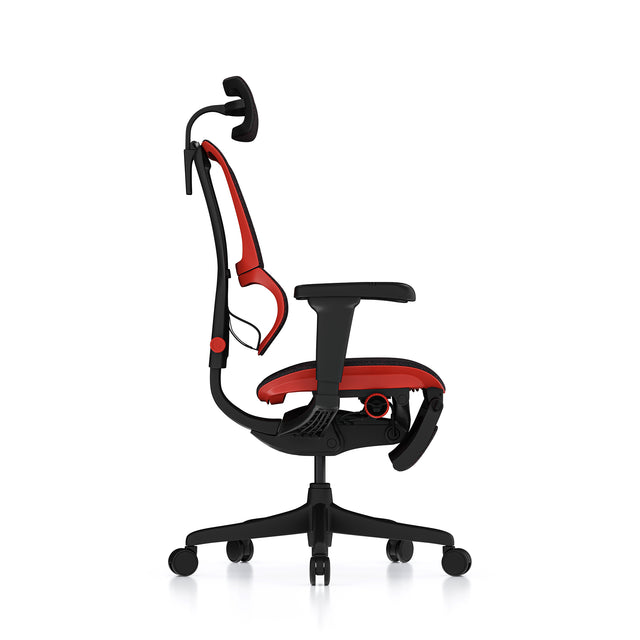 Mirus Ultra gaming chair with red frame 90º right view