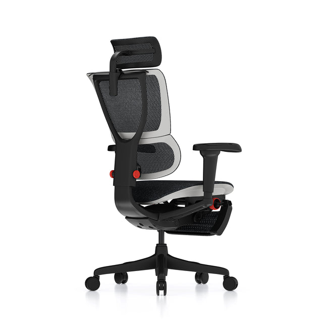 Mirus Ultra gaming chair with white frame 135º right view