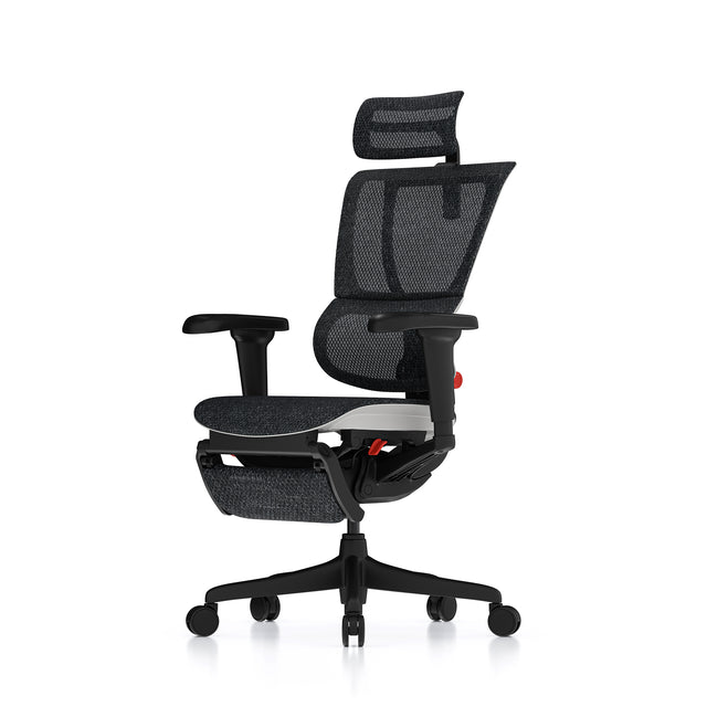 Mirus Ultra gaming chair with white frame 45º left view