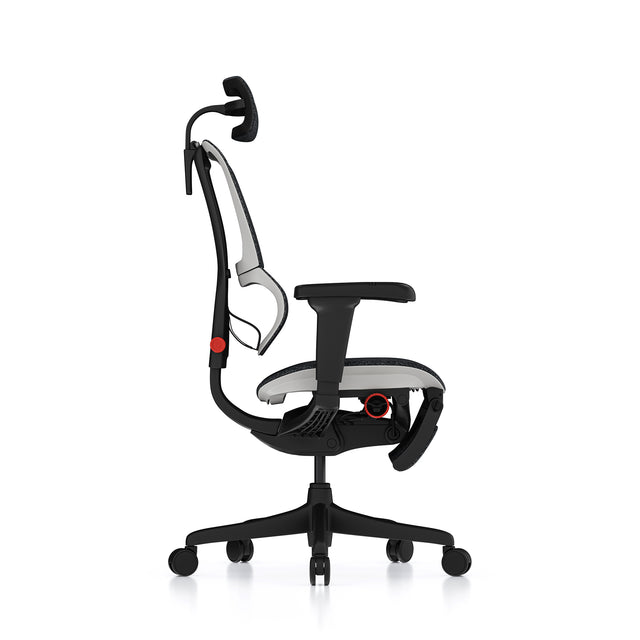 Mirus Ultra gaming chair with white frame 90º right view