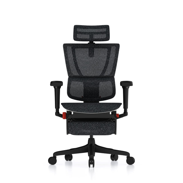 Mirus Ultra gaming chair with white frame front view