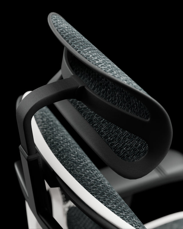 A closeup image of the Ergohuman Enjoy ultra gaming chair's headrest from above