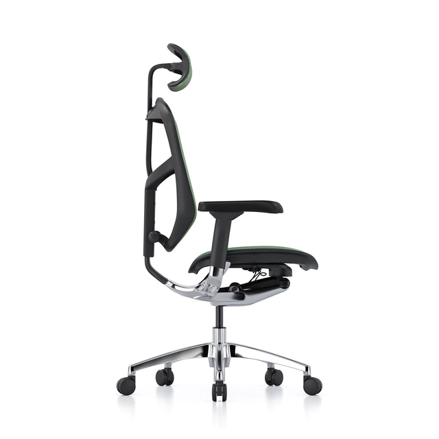 Chaise de bureau <tc>Enjoy</tc> ouverte avec appui-tête, maille noire, cadre noir - Excellent