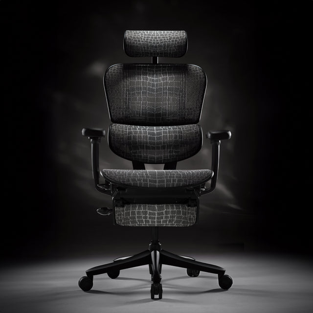 Ergohuman Carbon gaming chair with headrest and legrest