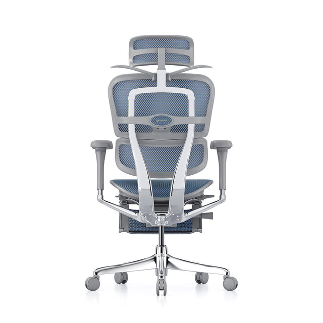 Ergohuman office chair, blue mesh, grey frame