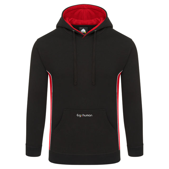 <tc>Ergohuman Hoodie, Schwarz mit Rot und Weiß, Größe XL</tc>